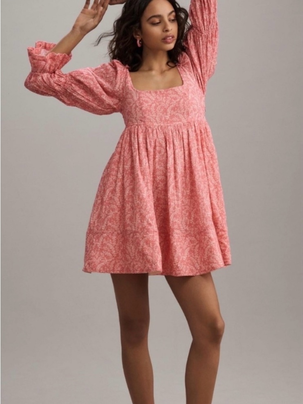 Anthropologie Pink Paisley Square-Neck Sun Dress Pilcro